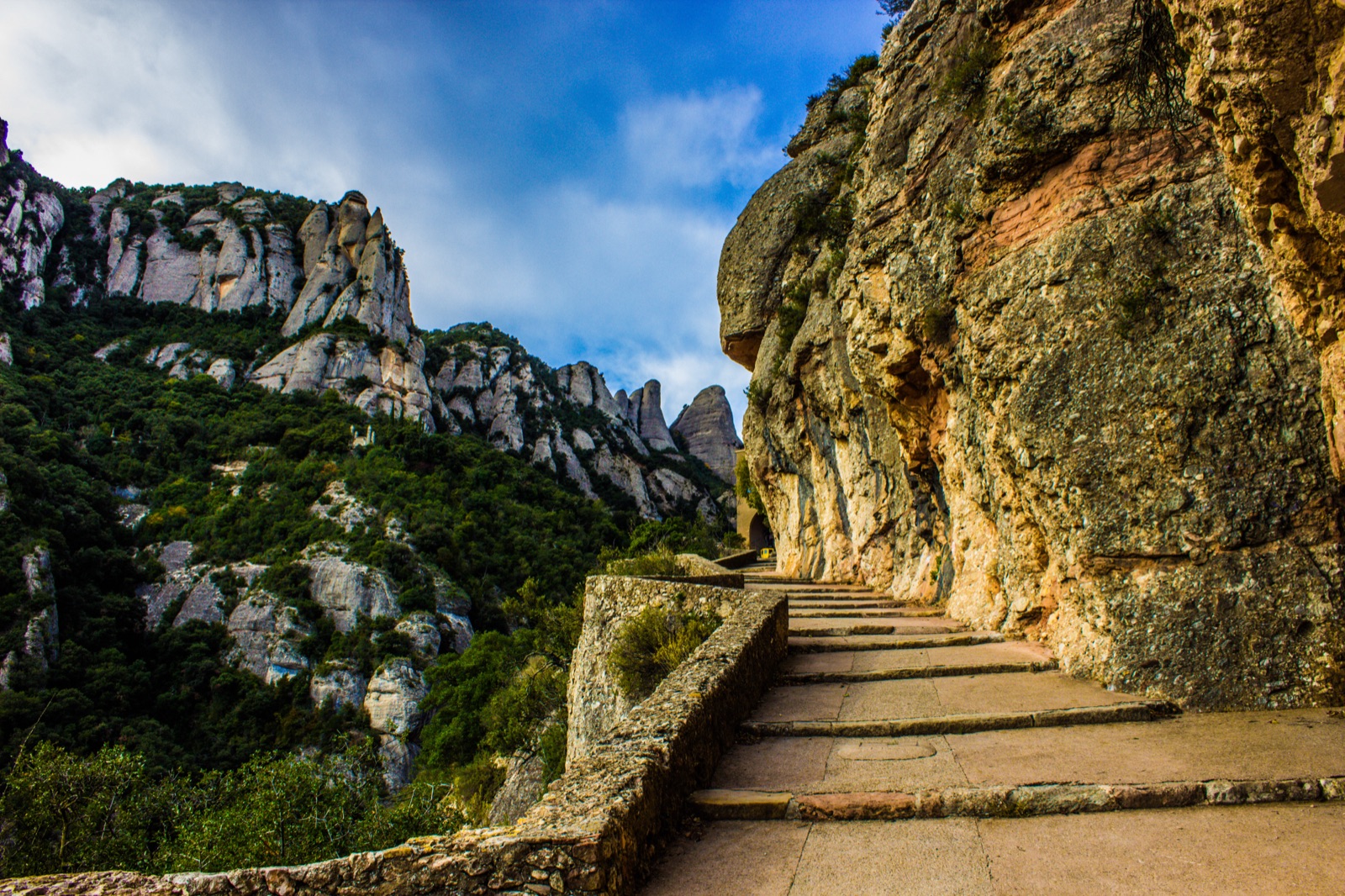 Hiking trail among the rock pinnacles of Montserrat