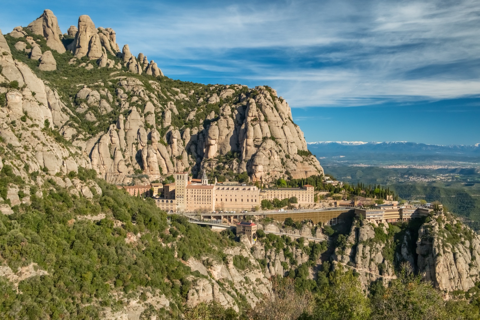 Montserrat monastery against the serrated rock